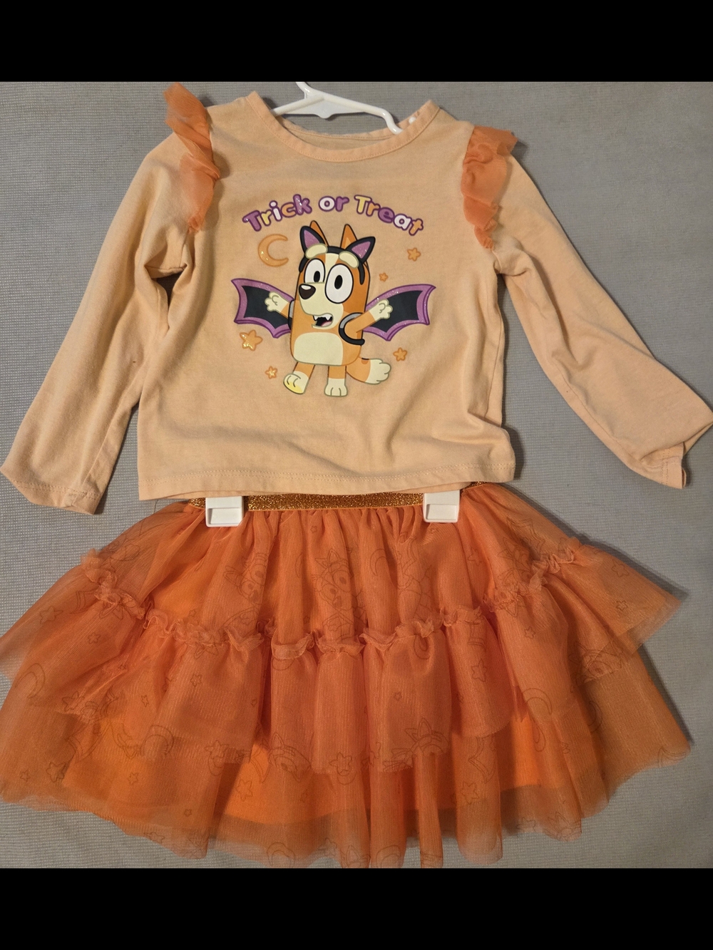 Kids Halloween Puppy Bat Tutu Set - Orange